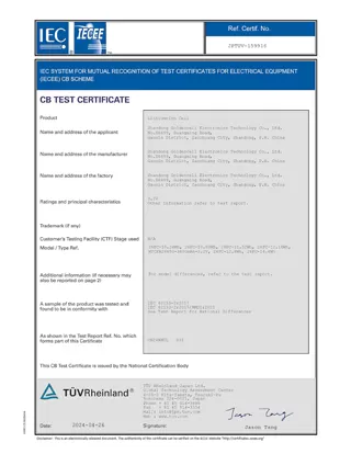 cb test certificate
