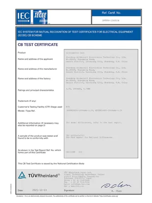 cb test certificate
