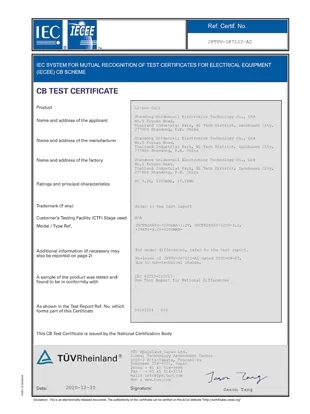 cb test certificate