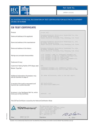 cb test certificate