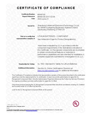 certificate of compliance