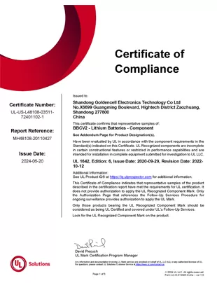certificate of compliance