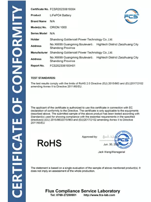 rohs certificate