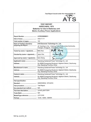 test report ansican ul 1973
