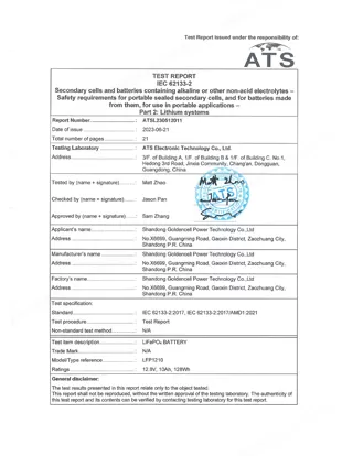 test reportiec 62133-2